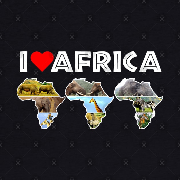 I Love Africa Wildlife Collage Map Trio by PathblazerStudios